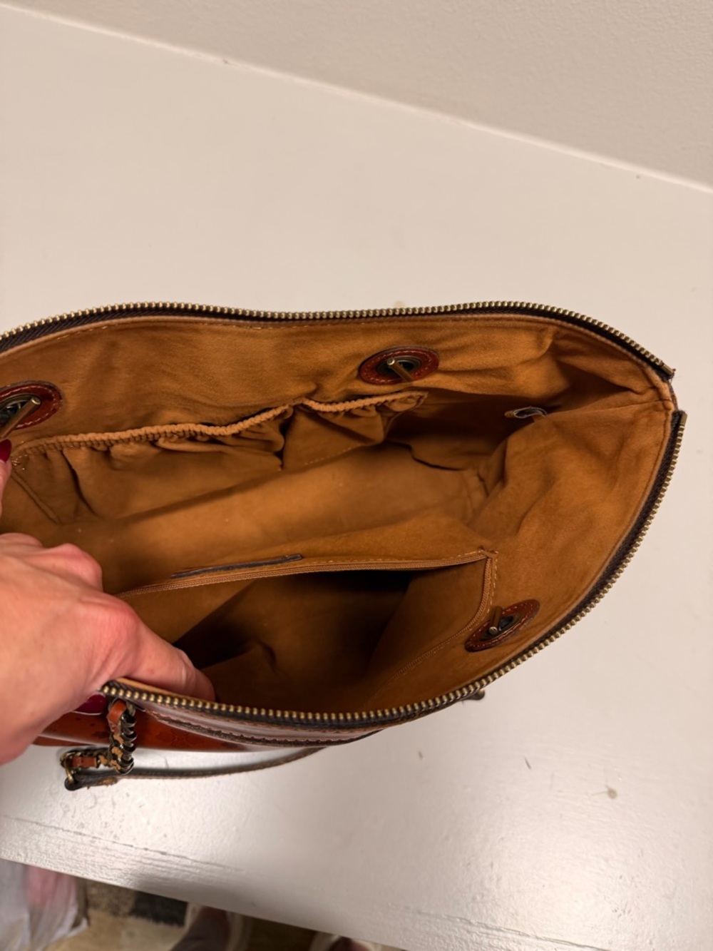 Gorgeous Patricia Nash Brown Chain-Handle Tote Bag in Burnt Orange - Picture 13 of 13